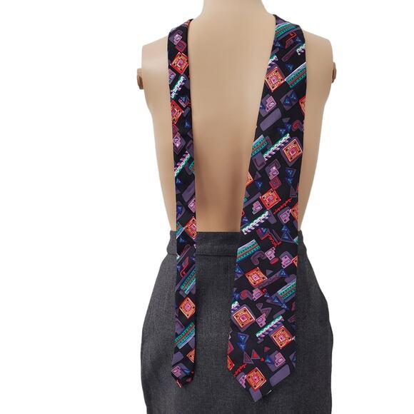 Vintage Oscar De La Renta Abstract Silk Necktie - Picture 1 of 5